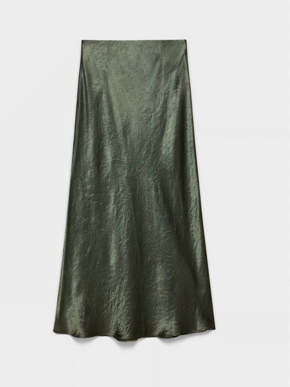NWT Eileen Fisher Dark Green Satin Maxi Skirt Sz.M